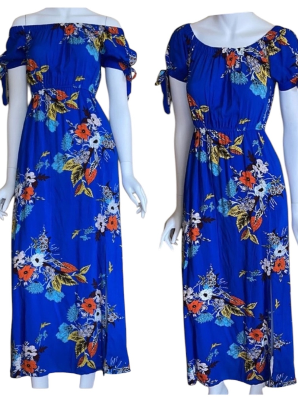 Band of Gypsies Tropical Floral Print On/Off Shoulder Maxi Dress XS NWT